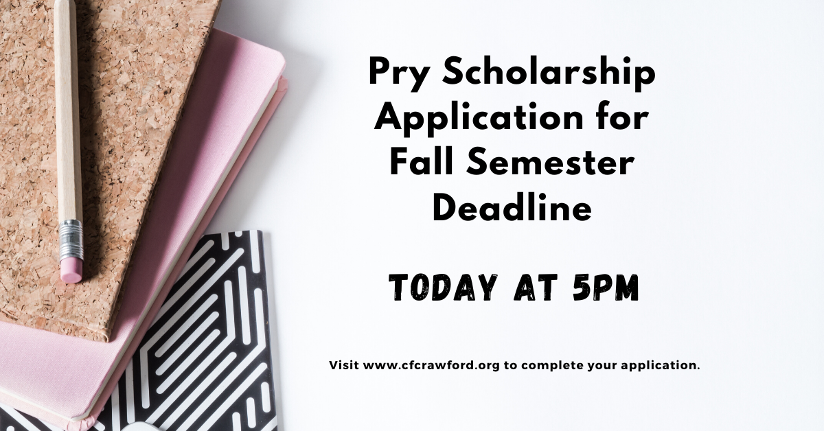 2020 Pry Scholarship Application for Fall Semester Deadline is TODAY