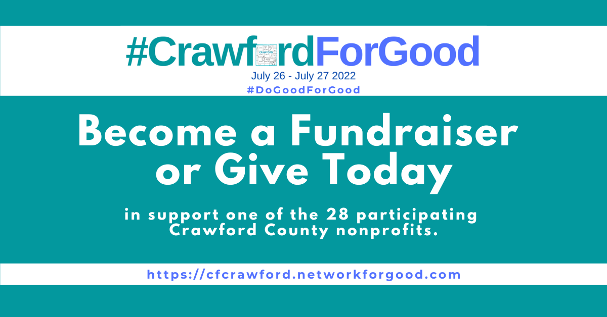 2022 #CrawfordForGood - Become a Fundraiser or Give Today! FB Post
