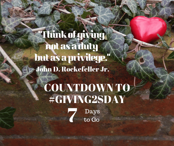 7 Days to Go Until #Giving2sday 2018