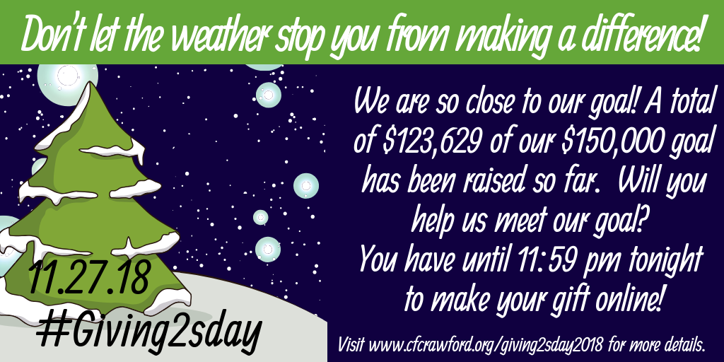 2018 #Giving2sday Don't let the inclement weather shop you from making a difference!